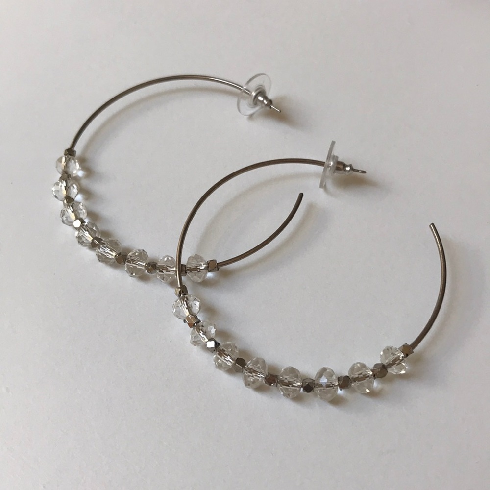 Silver Crystal Hoops
